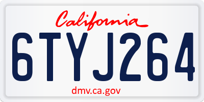 CA license plate 6TYJ264