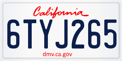 CA license plate 6TYJ265