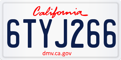 CA license plate 6TYJ266