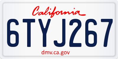 CA license plate 6TYJ267