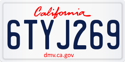 CA license plate 6TYJ269