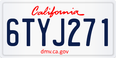 CA license plate 6TYJ271