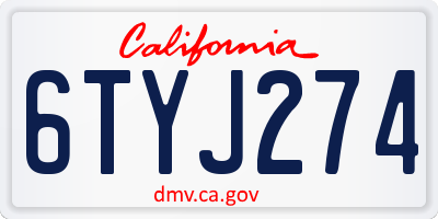 CA license plate 6TYJ274