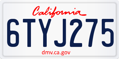 CA license plate 6TYJ275