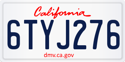 CA license plate 6TYJ276