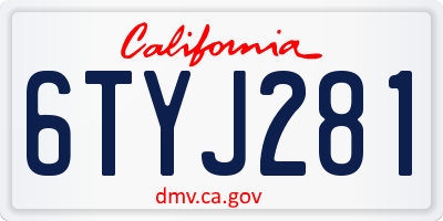 CA license plate 6TYJ281