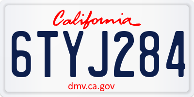 CA license plate 6TYJ284