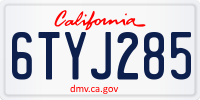 CA license plate 6TYJ285