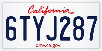 CA license plate 6TYJ287