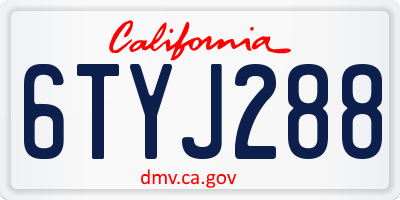 CA license plate 6TYJ288