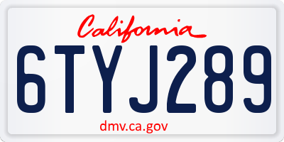 CA license plate 6TYJ289