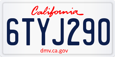 CA license plate 6TYJ290