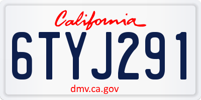 CA license plate 6TYJ291