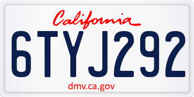 CA license plate 6TYJ292
