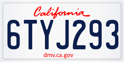 CA license plate 6TYJ293