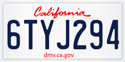 CA license plate 6TYJ294