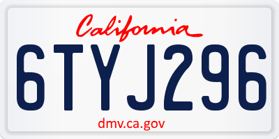 CA license plate 6TYJ296
