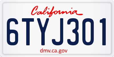 CA license plate 6TYJ301