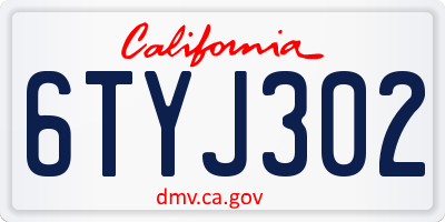 CA license plate 6TYJ302