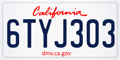 CA license plate 6TYJ303