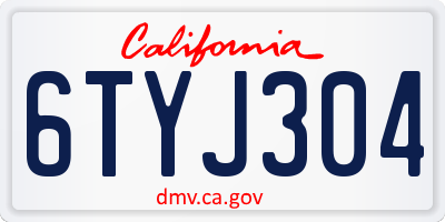 CA license plate 6TYJ304