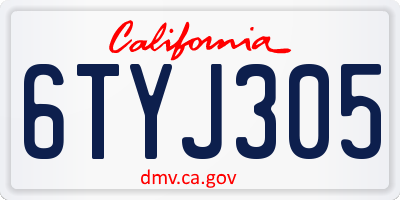 CA license plate 6TYJ305
