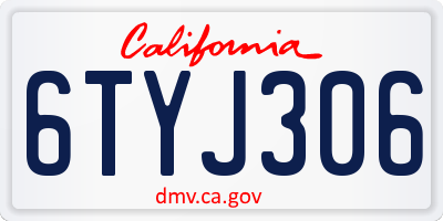 CA license plate 6TYJ306