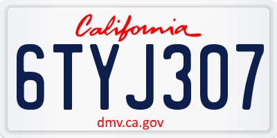 CA license plate 6TYJ307
