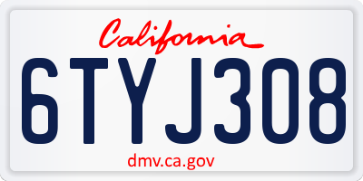 CA license plate 6TYJ308
