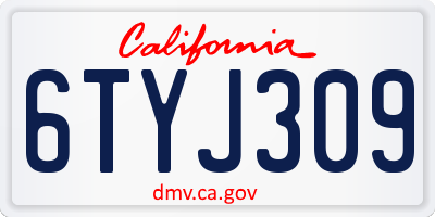 CA license plate 6TYJ309