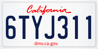 CA license plate 6TYJ311