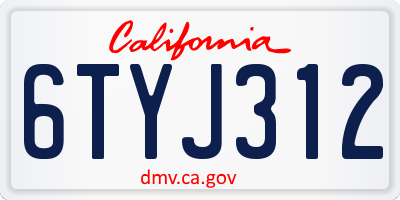 CA license plate 6TYJ312