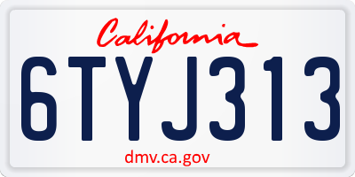 CA license plate 6TYJ313