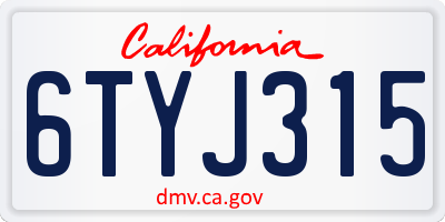 CA license plate 6TYJ315