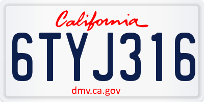 CA license plate 6TYJ316