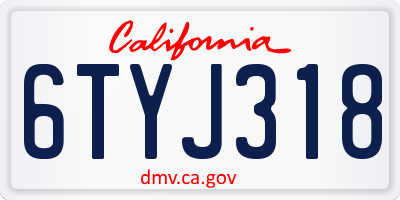 CA license plate 6TYJ318
