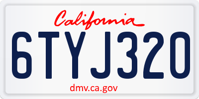 CA license plate 6TYJ320
