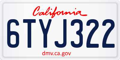 CA license plate 6TYJ322