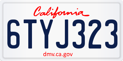 CA license plate 6TYJ323