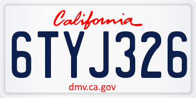 CA license plate 6TYJ326