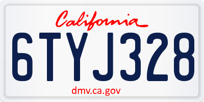 CA license plate 6TYJ328