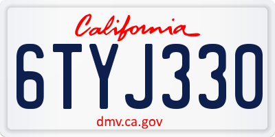 CA license plate 6TYJ330