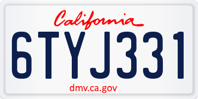 CA license plate 6TYJ331