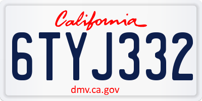 CA license plate 6TYJ332