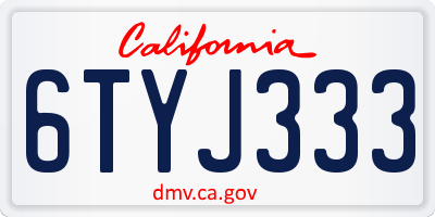 CA license plate 6TYJ333
