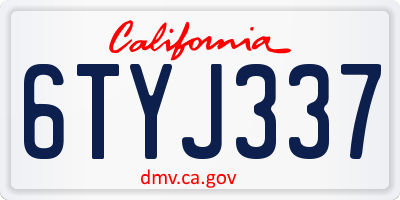 CA license plate 6TYJ337