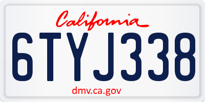 CA license plate 6TYJ338