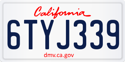 CA license plate 6TYJ339