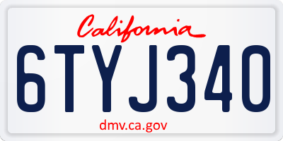 CA license plate 6TYJ340