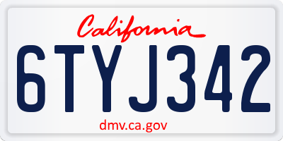 CA license plate 6TYJ342